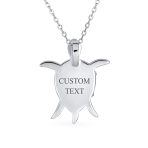 Nautical Opal Inlay Green Heart Sea Turtle Pendant Necklace in Sterling Silver - Image 5