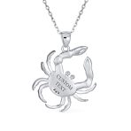 Sand Crab Pendant Necklace Created Blue Opal Tropical Nautical Beach .925 Sterling Silver - Image 5