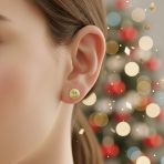Simple Classic 10K Gold Drop Ball Earrings Round Half Dome Star Burst Studs 6MM - Image 2