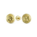 Tiny 10K Yellow Gold Half Dome Sparkling Star Design Brust Ball Stud Earrings 6MM
