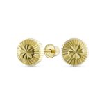 Tiny 10K Yellow Gold Half Dome Sparkling Star Design Brust Ball Stud Earrings 6MM