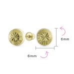 Tiny 10K Yellow Gold Half Dome Sparkling Star Design Brust Ball Stud Earrings 6MM - Image 4