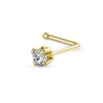 Mini 10K Gold Cartilage Ear Stud L Shape Nose Tragus Helix Piercing Jewelry 9MM