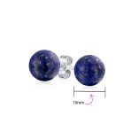 10MM Natural Gemstone Drop Ball Earrings Sterling Silver - Image 22