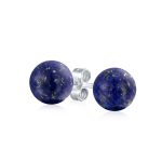 10MM Natural Gemstone Drop Ball Earrings Sterling Silver