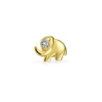 Tiny CZ Accent Lucky Elephant 14K Gold 1 Pc. Cartilage Ear Stud Earring Screw Back - Image 2