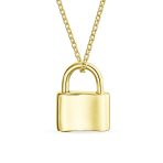 Functional Lock Pendant Charm Lovers Padlock Necklace Gold Plated Silver 16 Inch - Image 2