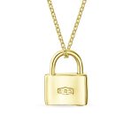 Monogram Lovers Padlock Pendant Necklace Gold Plated 16 Inch - Image 97