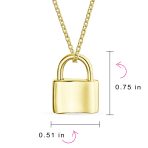 Functional Lock Pendant Charm Lovers Padlock Necklace Gold Plated Silver 16 Inch - Image 180