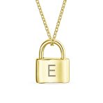 Monogram Lovers Padlock Pendant Necklace Gold Plated 16 Inch - Image 31