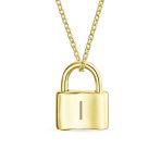 Monogram Lovers Padlock Pendant Necklace Gold Plated 16 Inch - Image 34
