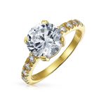 Classic 4CT CZ Round Solitaire Engagement Ring .925 Sterling Silver Cubic Zirconia Thin Pave Band - Image 6