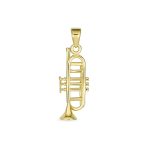Real 14K Gold Musician Jazz Lover Trumpet Instrument Pendant Necklace