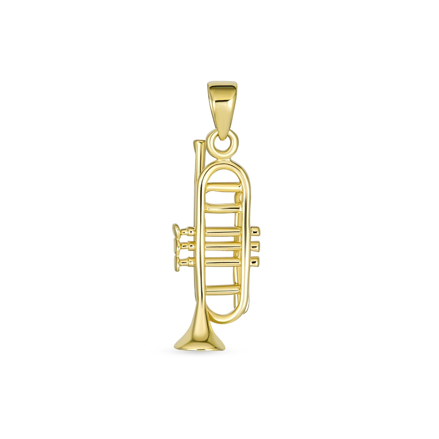 14k-gold-unisex-musician-trumpet-bs-14k291229-par_04 Real 14K Gold Musician Jazz Lover Trumpet Instrument Pendant Necklace - Image 1