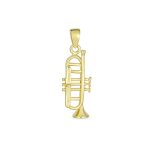 Real 14K Gold Musician Jazz Lover Trumpet Instrument Pendant Necklace - Image 2