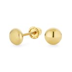 Classic Petite 14K Yellow Gold Round Button Ball Stud Earrings