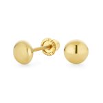 Classic Petite 14K Yellow Gold Round Button Ball Stud Earrings