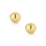 Classic Petite 14K Yellow Gold Round Button Ball Stud Earrings - Image 3