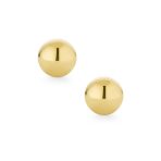 Classic Petite 14K Yellow Gold Round Button Ball Stud Earrings - Image 4