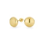 Classic Petite 14K Yellow Gold Round Button Ball Stud Earrings - Image 2