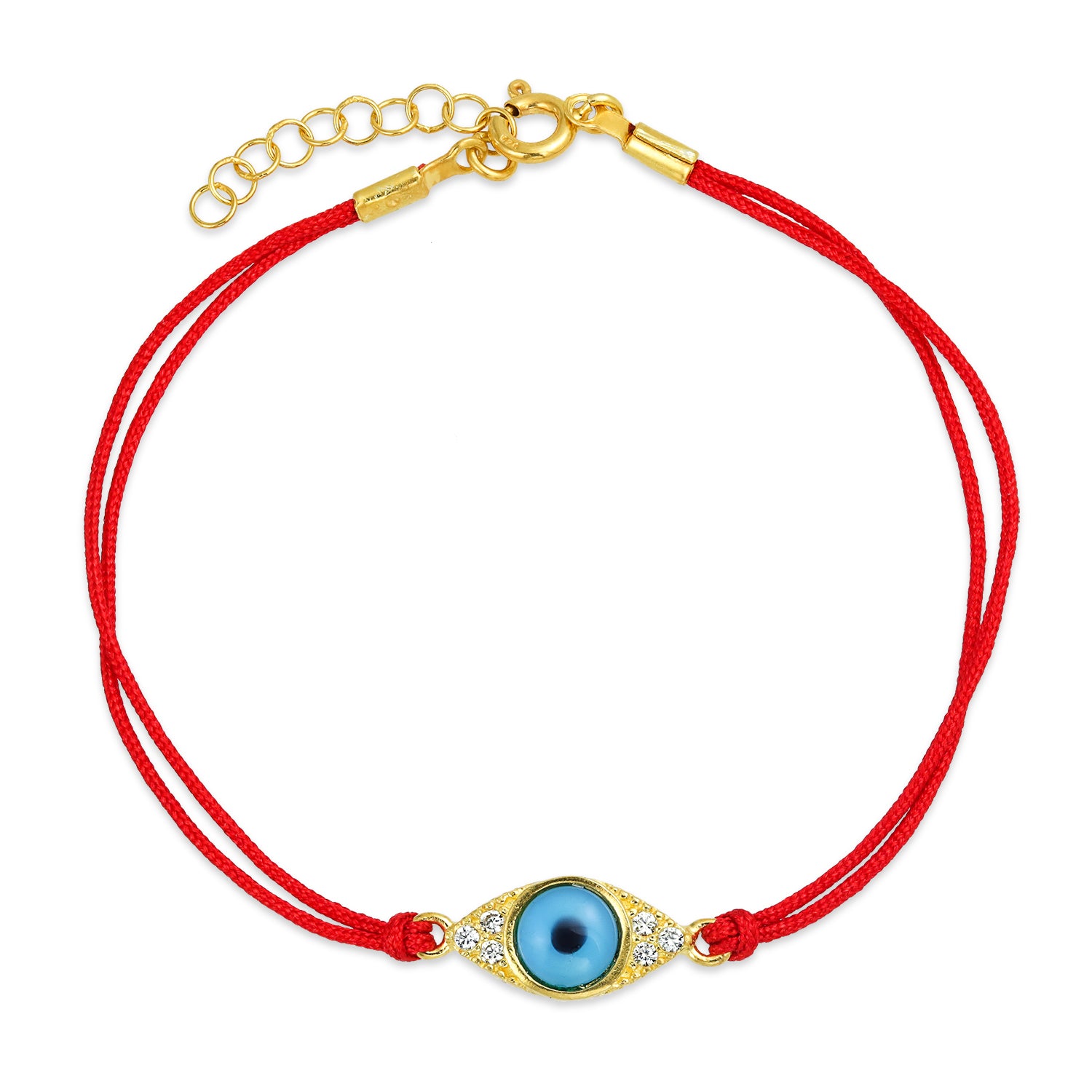 14k-red-string-evil-eye_iy-oc5316-az Tiny Turkish Evil Eye Red String Bracelet CZ Accent Gold Plated Sterling Silver - Image 1