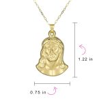 Matt & Shiny 14K Gold Jesus Christ Medallion Pendant Necklace for Men Teens - Image 3