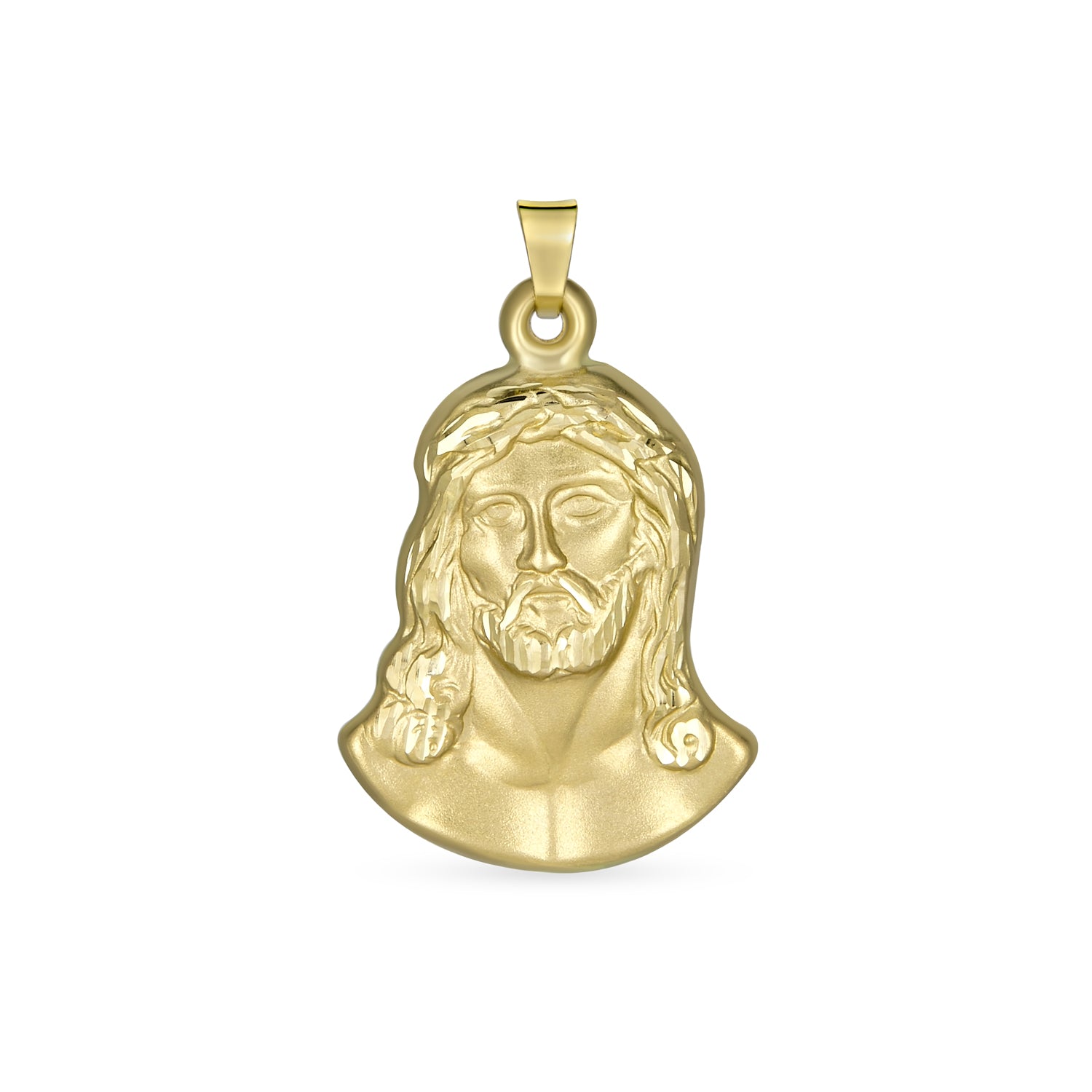 14k-religious-medallion-protection-jesus-bs-14k727385-par_04 Matt & Shiny 14K Gold Jesus Christ Medallion Pendant Necklace for Men Teens - Image 1