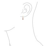Tiny 14K Yellow Gold Bezel Set Natural Pink Tourmaline Heart Dangle Earrings Lever-Back - Image 3