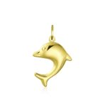 Nautical Jewelry Tiny 14K Yellow Gold Dolphin Pendant Necklace No Chain - Image 2