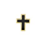 Tiny Minimalist 3D Cross Cartilage Ear Stud Earring Black Plated 14K Gold - Image 2