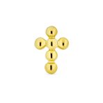 Tiny 3MM 14K Gold Religious Puff Ball Cross Cartilage 1 Stud Earring Screwback - Image 2