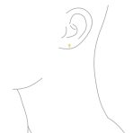 14K Yellow Gold Religious Cross Stud Earrings Mini Balls - Image 3