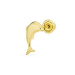 Tiny Minimalist 14K Gold Dolphins Cartilage Ear Stud Earring Screw Back 1PC