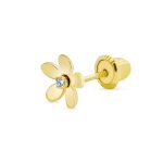 Minimalist CZ Daisy Flower Cartilage Ear Stud 14K Gold