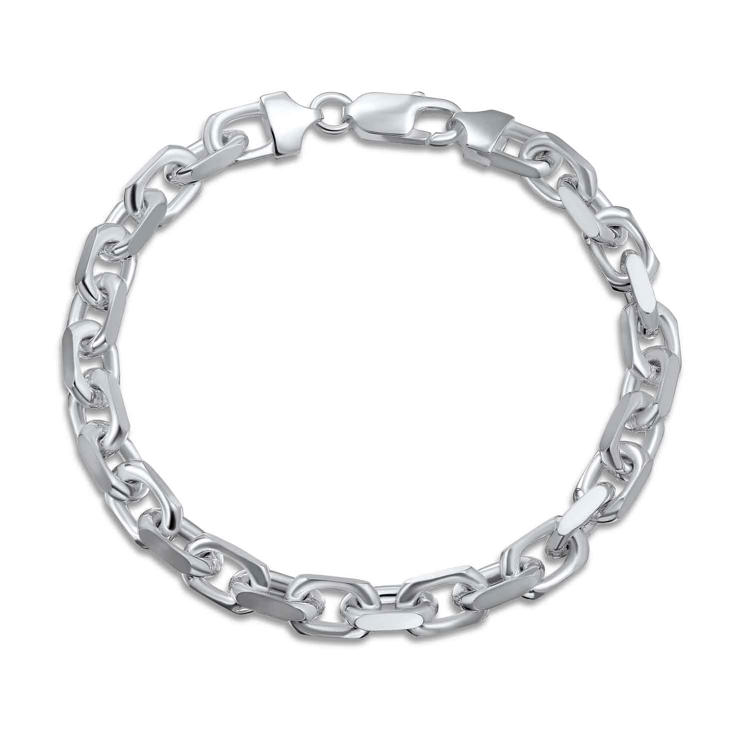 250-gauge-solid-sterling-silver-forzata-link-chain-bracelet-8in_1 Men's Solid Heavy 7MM .925 Sterling Silver Anchor Marine Forzata Oval Link Chain Bracelet 8 Inch - Image 1