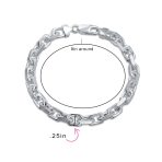 Men's Solid Heavy 7MM .925 Sterling Silver Anchor Marine Forzata Oval Link Chain Bracelet 8 Inch - Image 3