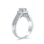 2CT Halo Square Princess Cut AAA CZ Engagement Ring Split Band Silver - Image 2