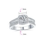 2CT Halo Square Princess Cut AAA CZ Engagement Ring Split Band Silver - Image 4