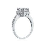 Art Deco Style 3CT Halo CZ Emerald Cut Engagement Ring .925 Sterling Silver - Image 5