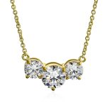 2CTW Three Stone Past Present Future Solitaire CZ Necklace
