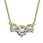 2CTW Three Stone Past Present Future Solitaire CZ Necklace