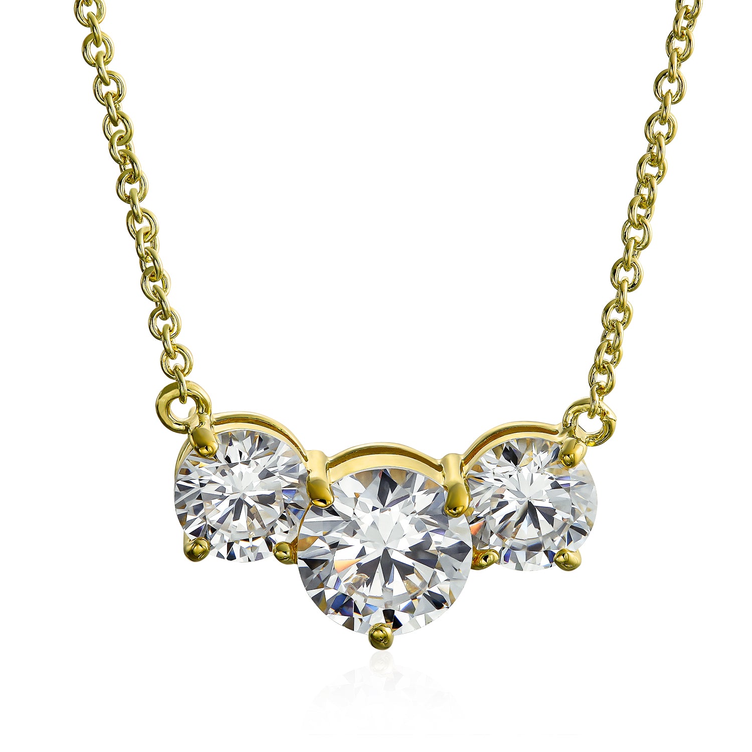 3-stone-bridal-cz-necklace_ag-nz3687gl-az_1 2CTW Three Stone Past Present Future Solitaire CZ Necklace - Image 1