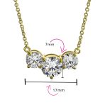 2CTW Three Stone Past Present Future Solitaire CZ Necklace - Image 7
