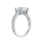 Classic CZ Princess Cut Solitaire Engagement Ring in Sterling Silver Band - Image 2