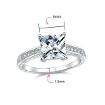 Classic CZ Princess Cut Solitaire Engagement Ring in Sterling Silver Band - Image 4