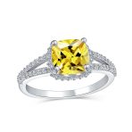 3CT CZ Solitaire Square Cushion Cut Engagement Ring Split Shank Band .925 Sterling Silver - Image 3