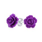 Romantic 3D Carved Flower Pink Peach Rose Stud Earrings Lightweight 10MM - Image 2