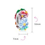 Set of 2 Murano Glass Charm Bead Multi-Color Flower Design Fits European Bracelet - Image 2