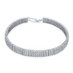 Bridal 5-Row Crystal Choker Necklace & Vintage CZ Compass Dangle Earrings Set - Image 4