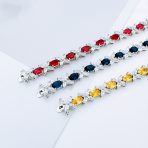 Vintage Style Tennis Bracelet with Cubic Zirconia and Simulated Emerald or Ruby - Image 5